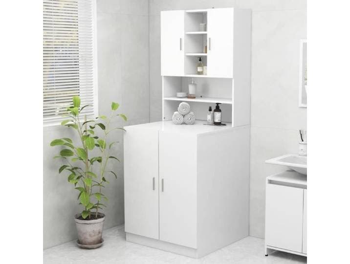 LED- Meuble pour machine à laver Blanc