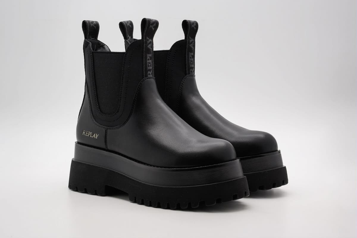 Chelseaboots REPLAY "ANY MODE", Damen, Gr. 36, schwarz, Elastischer Einsatz, Lederimitat, unifarben, Basic, Schuhe Chelseaboots, Schlupfboots, Stiefelette mit Stretch und Anziehlaschen