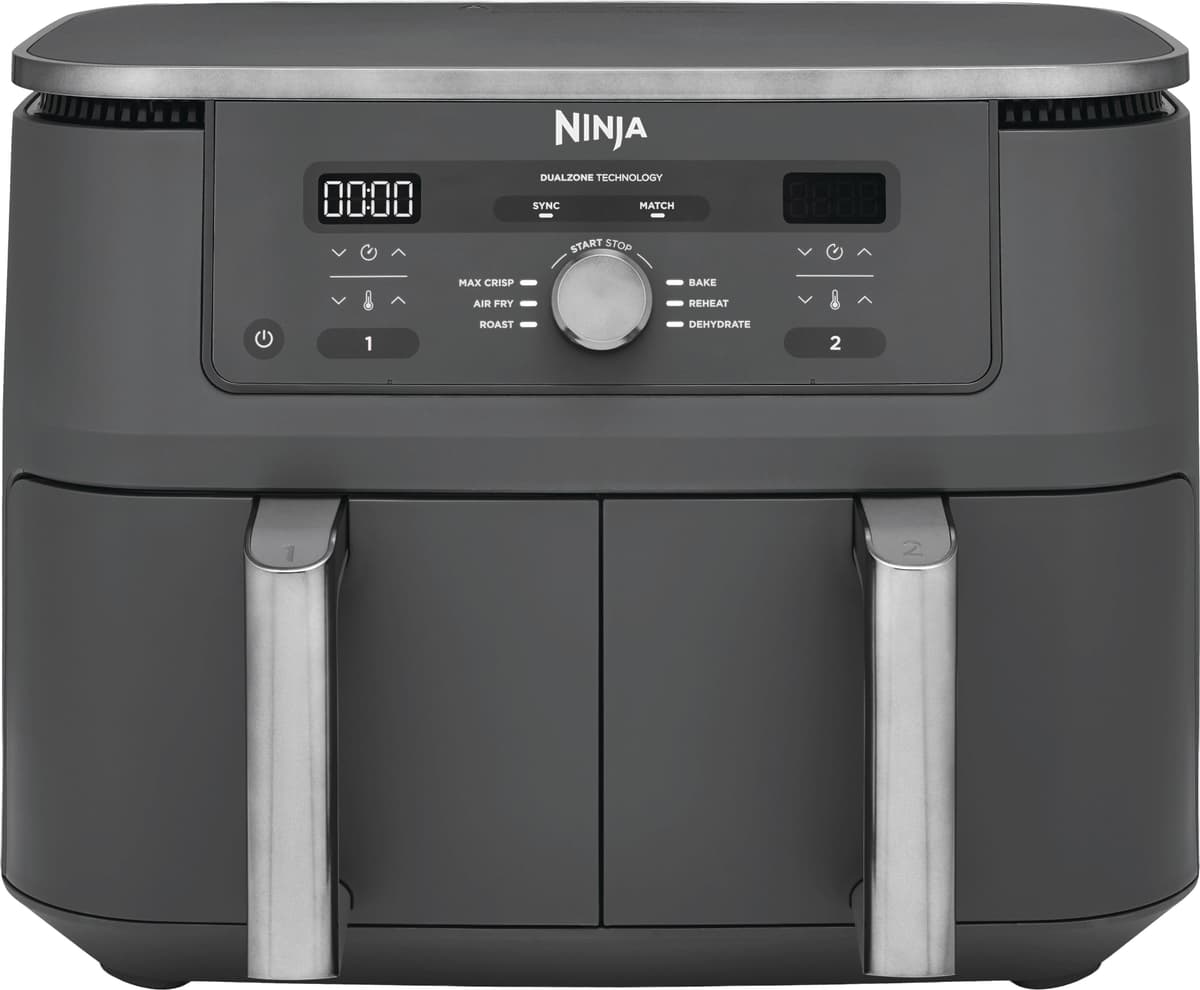 NINJA Heißluftfritteuse "DZ400EU Ninja MAX 6-in-1 Dual Zone Heißluftfritteuse 9,5 L", grau, B:42cm H:33cm T:38cm, Fritteusen, Heißluftfritteuse