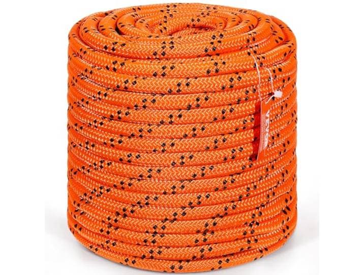 VEVOR Corde en Polyester Double tressé\, 19 mm x 67\,06 m\, Corde d'escalade en Plein air\, 24 brins\, résistance à la Rupture de 88\,96 KN\, pour randonnée\, Camping\, balançoire\, Sauvetage\, Orange et Noir