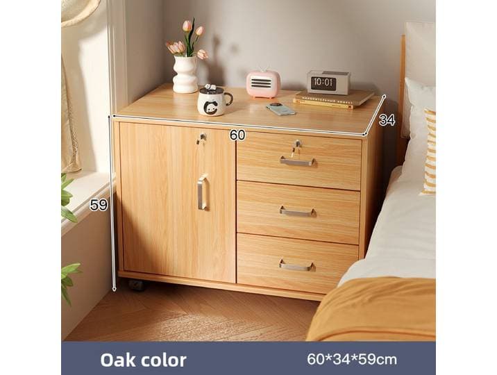 Armoire de chevet stable et simple avec serrure, étagère de rangement multifonctionnelle amovible, armoire basse de chevet