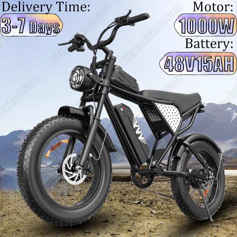 NONE E-bike 1000W Brushless Motor 48V15AH Lithium Battery Electric Motorcycle Electric Bicycle Adult 20*4 Inch Fat Tire Electric Bike