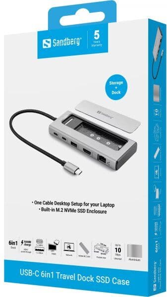 Sandberg Usb-C 6-I-1 Travel Dock Ssd Case