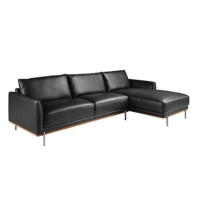 AC ANGEL CERDA Angel Cerdá Rechtes Chaiselongue Sofa schwarzes Leder 6197C