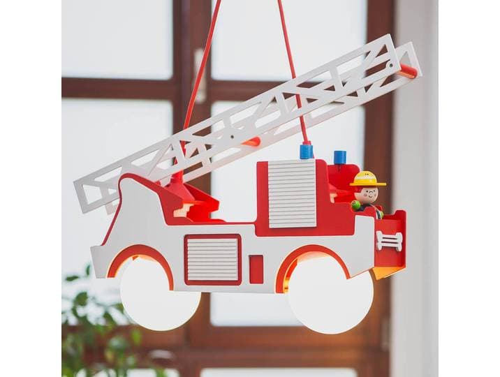 Kinderkamer hanglamp Fred, dimbaar, rood, Kinderkamer, Hout, hanglamp