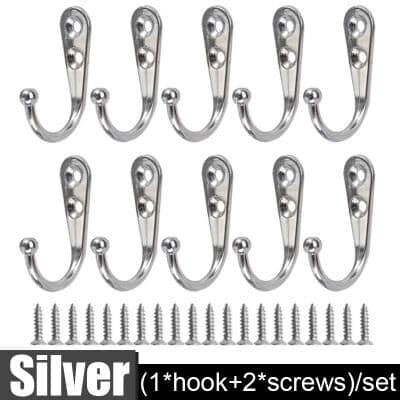 Useful Little Things 30 Set Wall Mounted Alloy Hooks With Screws silver 1 Set