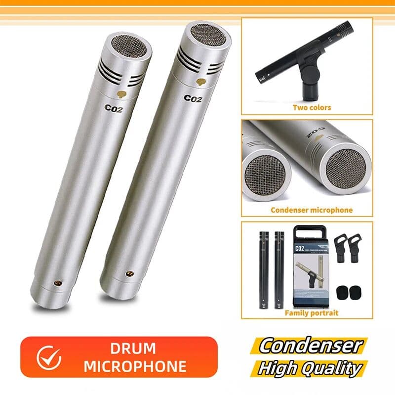 LexiNova C02 Condenser Small-Diaphragm Suspension Microphone Pencil Type Mic with Shockproof Clip Piano Recording C02 Audio Instrument
