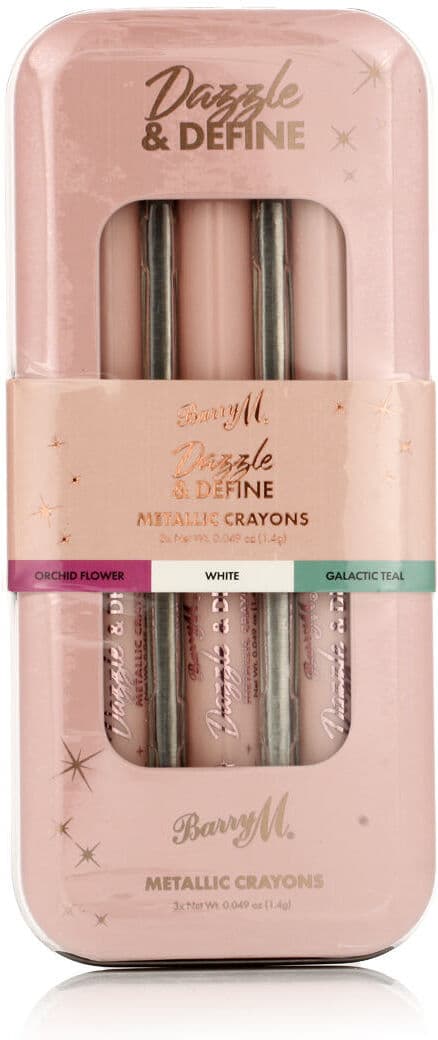 Barry M Dazzle & Define Metallic Crayons (Orchid Flower, White, Galactic Teal) 3 pcs shade Orchid Flower, White, Galactic Teal