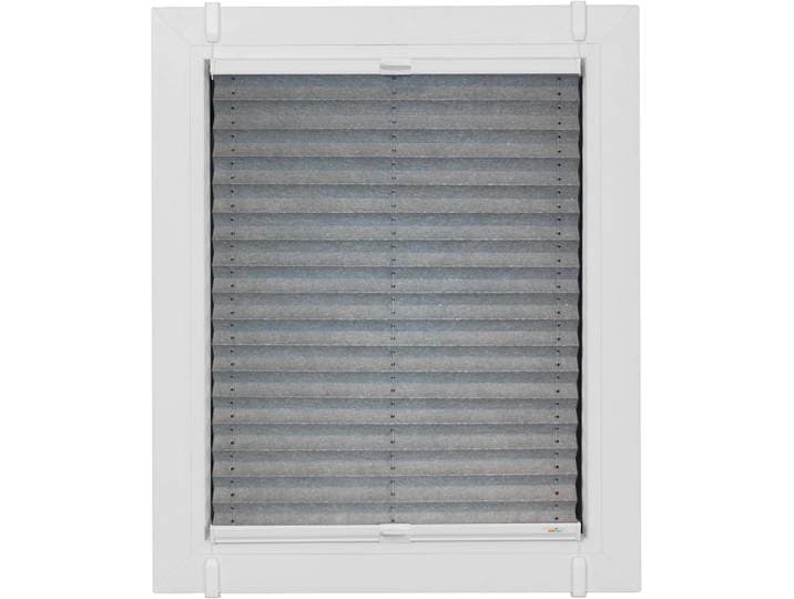 Plissee SUNLINES Young Style Energy Saving, ohne Bohren, verdunkelnd, Klemmfix , silber (silberfarben, weiß, weiß), B:60cm H:210cm, Obermaterial: 100% Polyester, Plissees, Plissee, nach Mass, mit Energiespareffekt, verspannt mit Simply-Fix Klemmträger