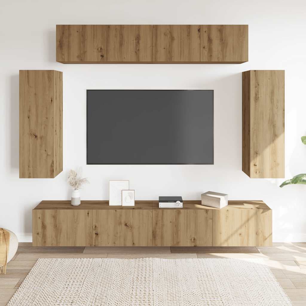 vidaXL Ensemble de meuble TV mural 6 pcs chêne artisanal