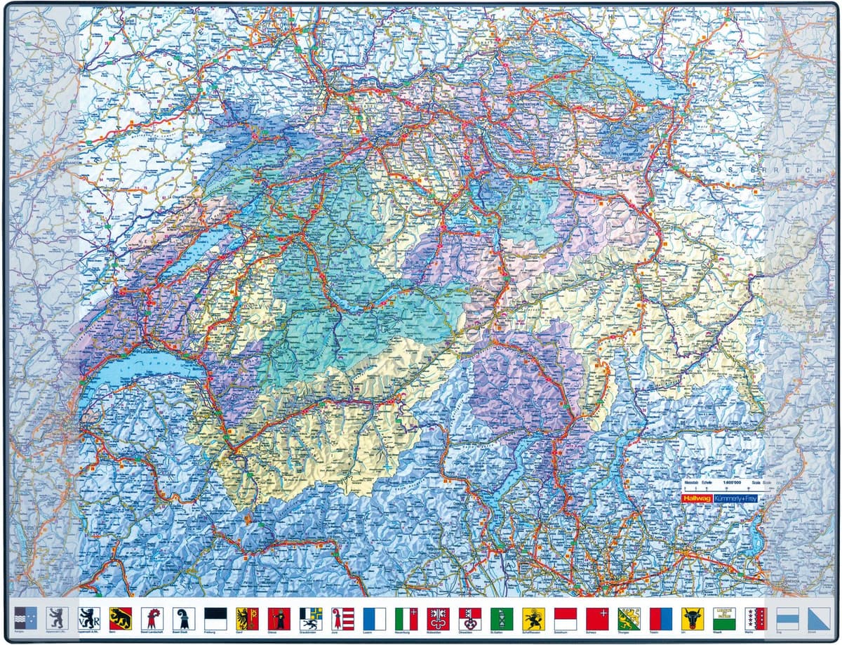 Schreibtischunterlage HANSA "PP GeoPad 65x50cm", bunt, B:50cm T:65cm, Kunststoff, Schreibunterlagen, Schreibtischunterlage bunt Einheitsgröße