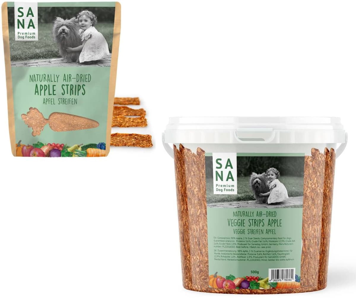 Sanadog Snack Vegetali per Cani Strisce di Mela