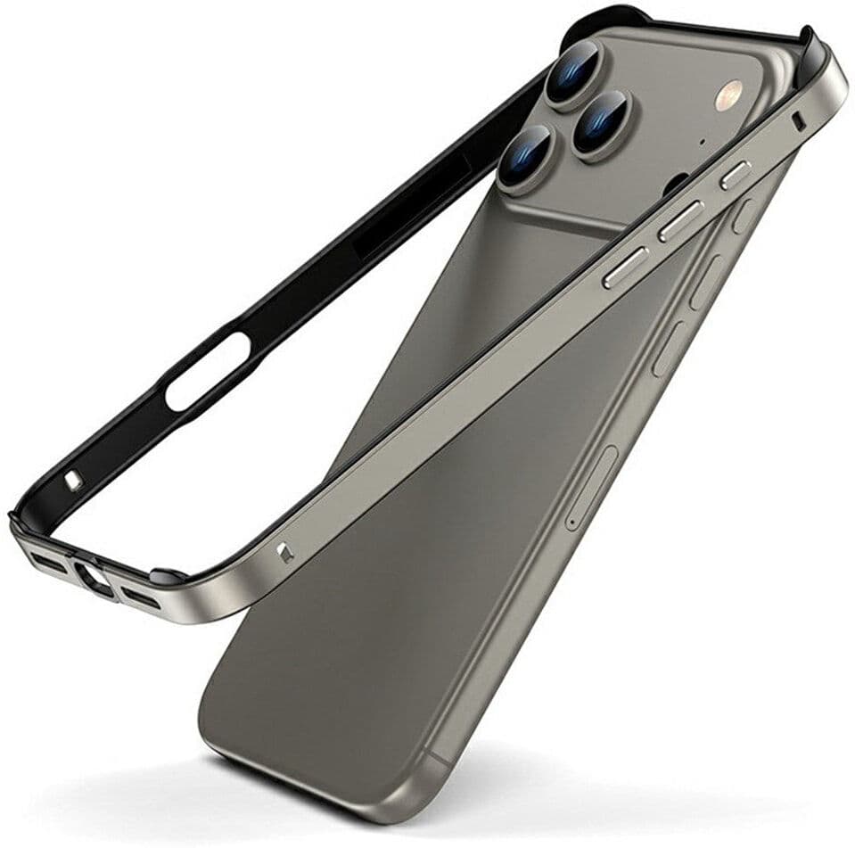 iPhone 17 Pro EIDERWOOD Metal Bumper Cover m. Stødabsorberende Silikone Hjørner - Grå