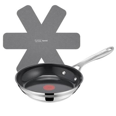 Pfannen-Set TEFAL "Jamie Oliver Smart Cook", edelstahl, Ø:20cm, Pfannen, Keramikbeschichtung, Thermo-Signal, induktionsgeeignet, Edelstahlgriff