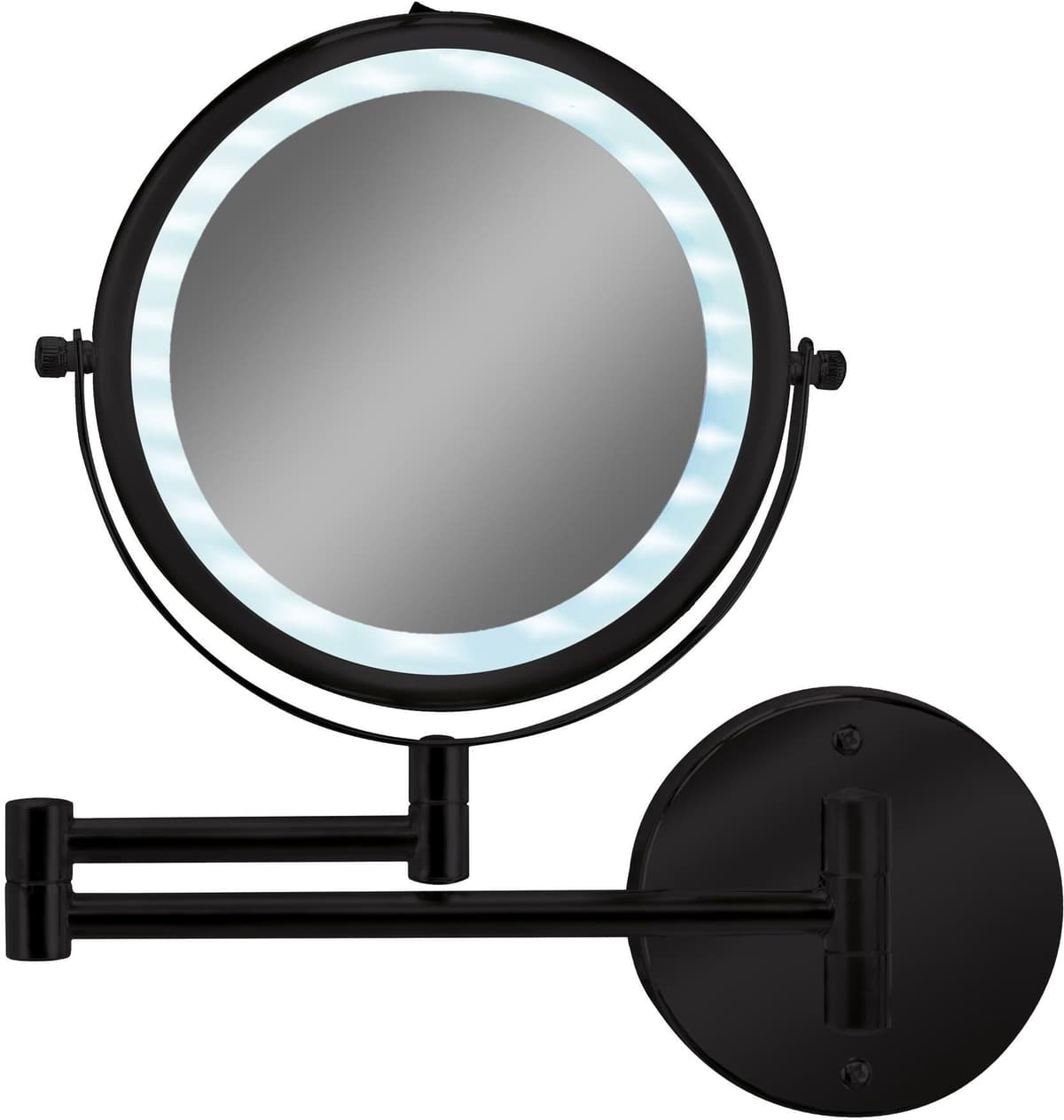 Kosmetikspiegel KLEINE WOLKE "Brilliant Mirror", schwarz, B:26cm H:28,5cm T:4cm, Glas, Metall, Spiegel, Kosmetikspiegel, LED-Kosmetikspiegel schwarz B/H/T: 26cm x 28,5cm x 4cm