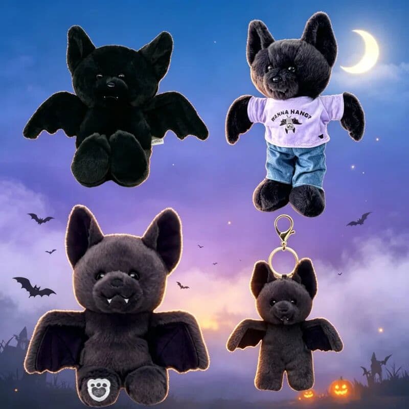 NONE Halloween Black Bat Plush Doll Toy Cartoon Bat Stuffed Animal Plushies Doll Balck Bear Bat Doll Halloween Party Decoration Gift