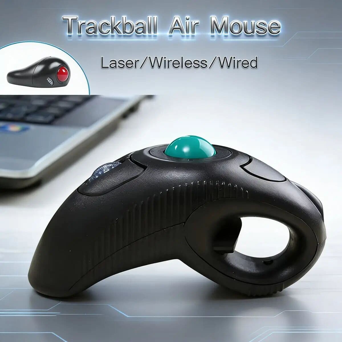 CHYI Wireless & Wired Trackball Mouse Ergonomic Right Left Hand USB Optical Laser Silent Operation for PC Tablet Laptop Office Design