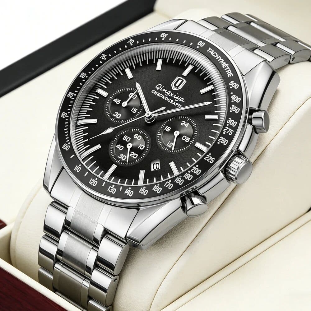 QINGXIYA Men Watch Calendar Business Quartz Watches Mens Top Brand Luxury Sport Waterproof Luminous Stainless Steel Man Wristwatches