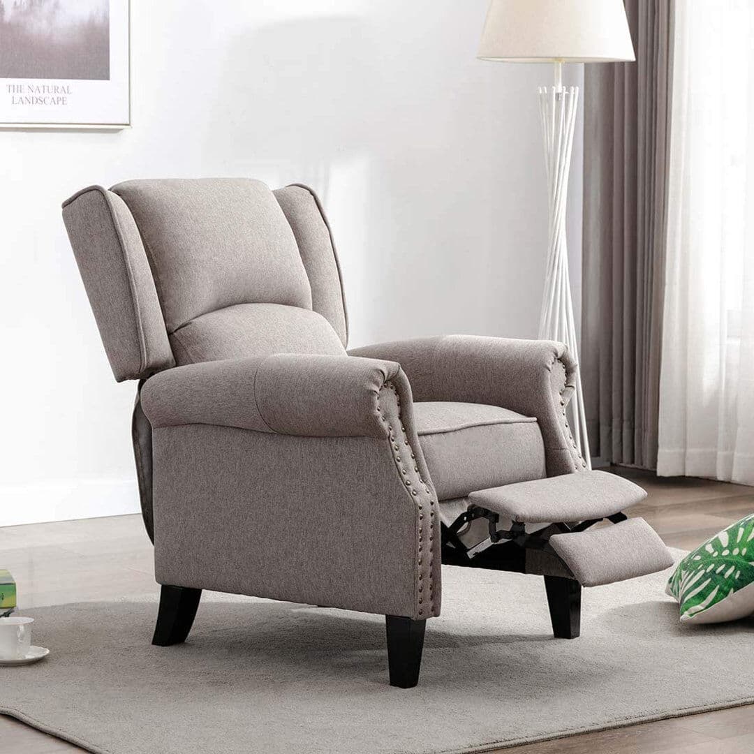 Marlow Home Co. Arseni 78cm Wide Fireside Fabric Home Theatre Recliner Chair Pumice 103cm H X 78cm W X 83cm D