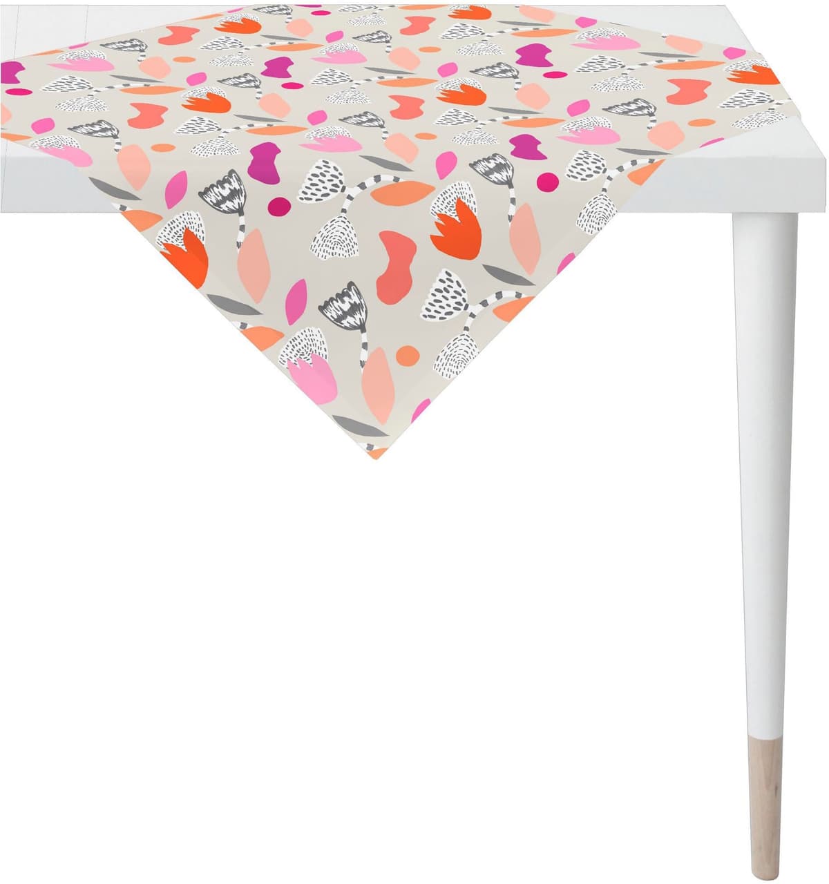Mitteldecke APELT "3807", pink (pink, grau), B:85cm L:85cm, Baumwolle, Polyester, Tischdecken, Mitteldecke pink, grau B/L: 85cm x 85cm, quadratisch