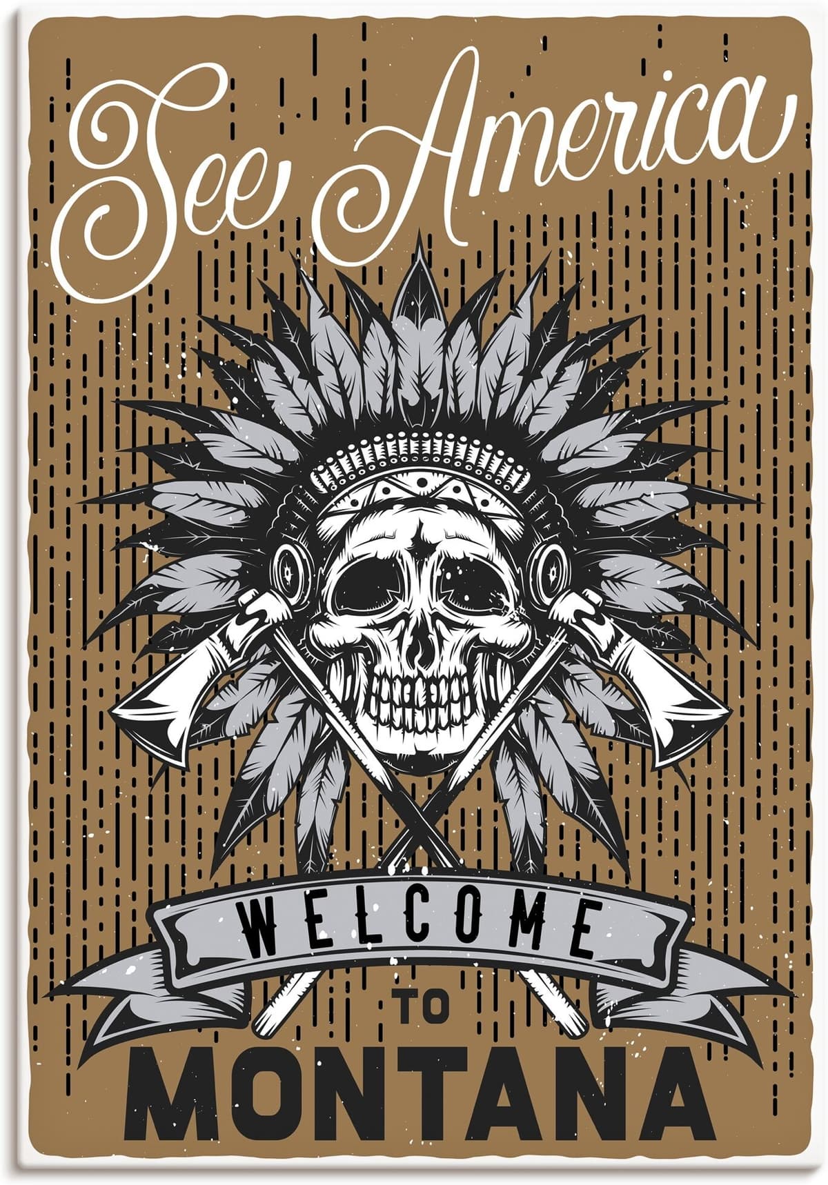 Wandbild ARTLAND "Totenkopf Montana", braun (farbe bild(er): braun), B:50cm H:70cm, Bilder, Wandbild, als Alubild, Leinwandbild, Poster, Wandaufkleber in verschied. Grössen farbe bild(er): braun B/H/T: 50cm x 70cm, Leinwandbilder Hochformat, 1 Stk.