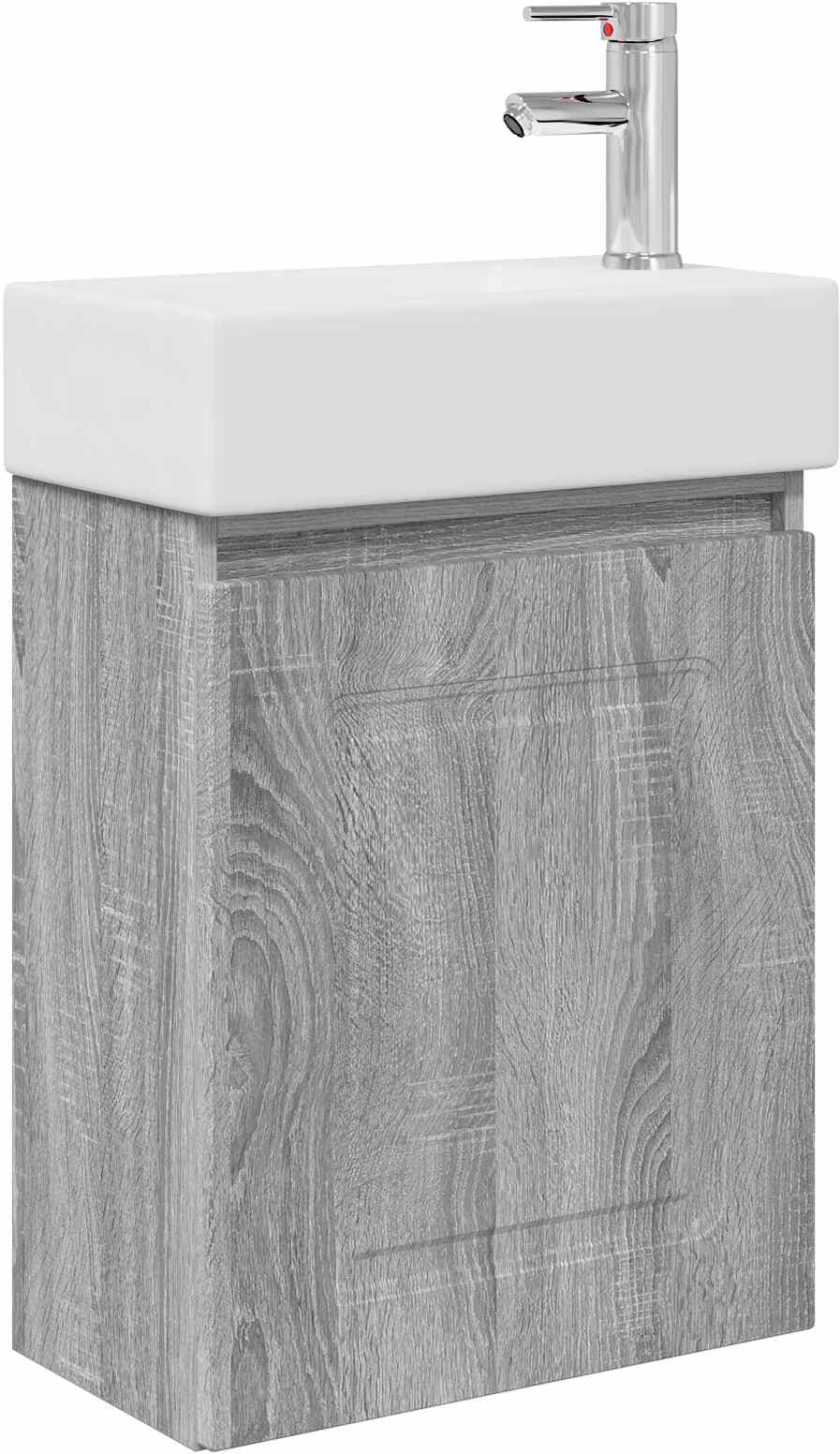 vidaXL Meuble de salle de bain avec robinet Sonoma gris