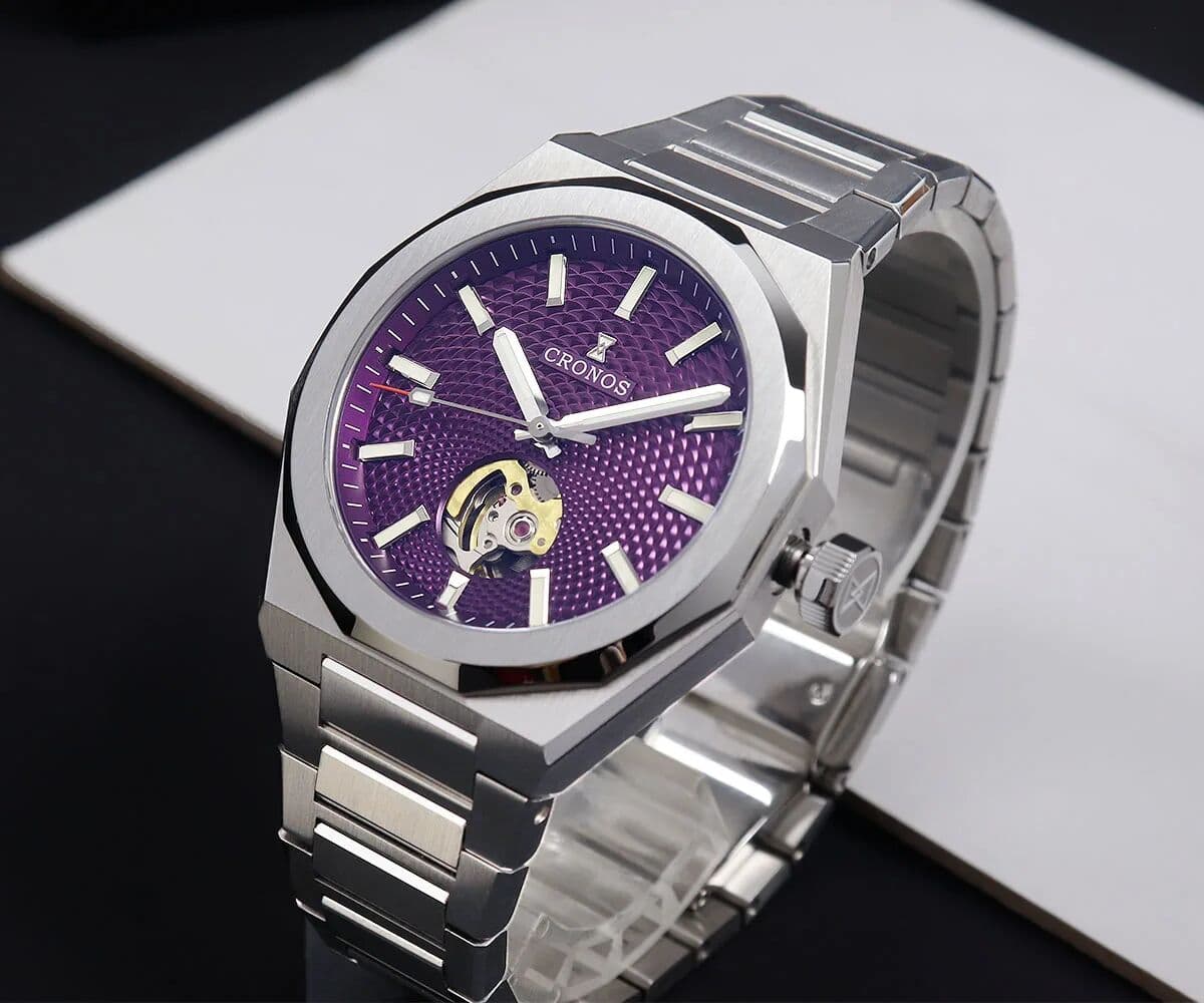 Cronos Luxury Men Watches 39mm Skeleton Dial Automatic Miyota 9015 90s5 Wristwatches Sapphire 10ATM See-through Back L6038M