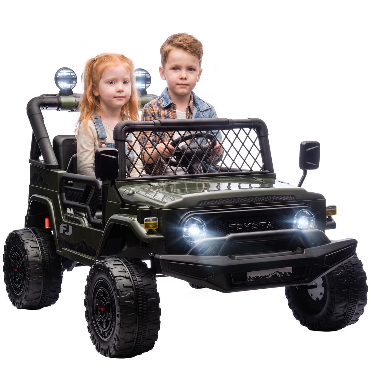 Kinder Elektroauto Toyota FJ, 24V Kinderauto mit Fernbedienung, 200W Motor, Lithium-Akku, 2-Sitzer, für Kinder von 3-8 Jahren