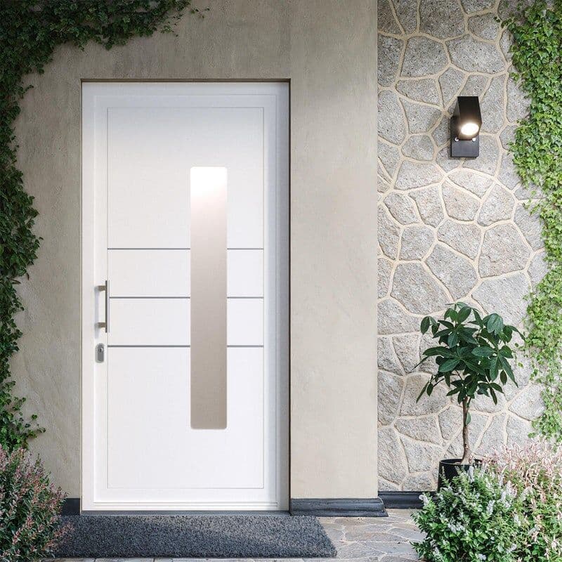 DOLCETTI Portoncino d'ingresso  in PVC pannello bugnato mod.197 L 80 x H 210 cm in PVC bianco, apertura spingere a destra