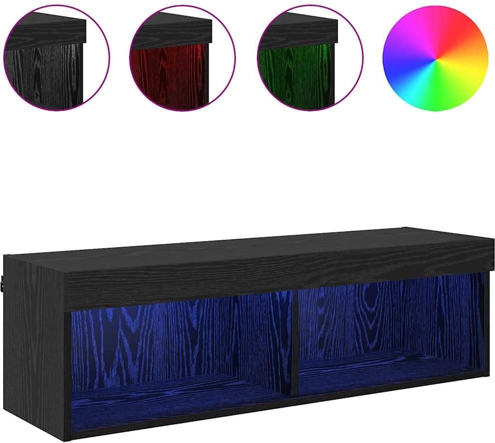 vidaXL Meuble TV mural 100 x 30 x 30 cm Chêne noir Bois d'ingénierie