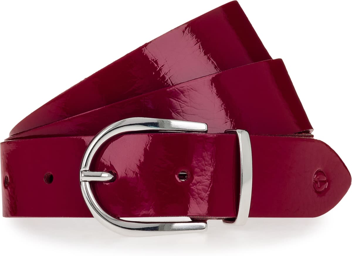 Ledergürtel TAMARIS "Ellen Silver", Damen, Gr. 120, rot (bordeaux), Rindsleder, unifarben, Gürtel Ledergürtel, mit Crasheffekt bordeaux 120