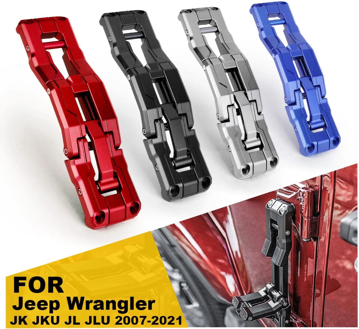 MINESPEED Door Hinge Step Heavy Duty Aluminum Footboard Foldable Car Folding Stepping Ladder for Jeep Wrangler JK JKU JL JLU 2007-2021