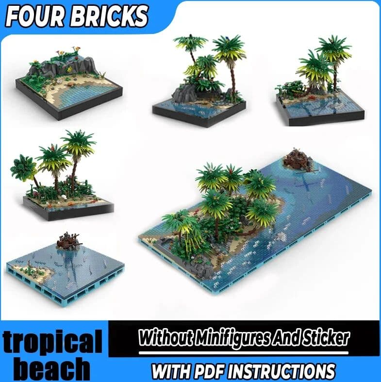 NONE Moc Building Blocks tropical beach Technology Modular Bricks Model  Gifts Christmas Toys DIY Sets Assembly