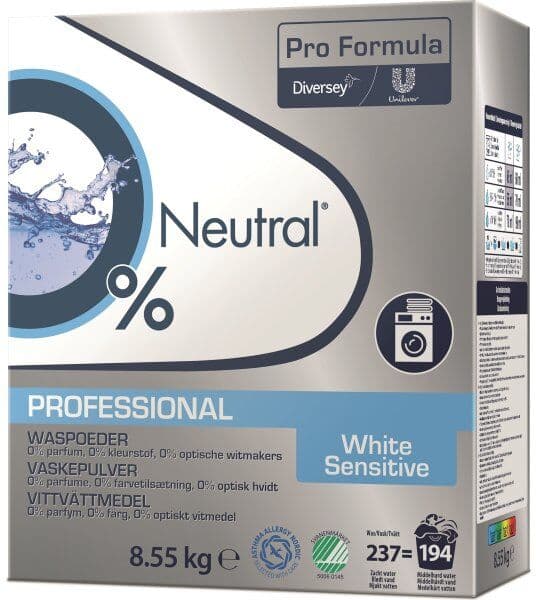 Neutral Pro Vaskepulver White Sensitive, 8,55 Kg