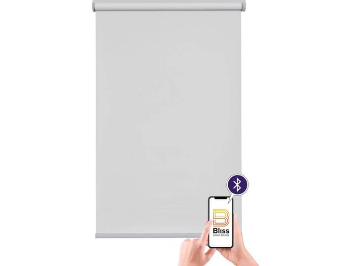 sunlines Las Vegas verdunkelnd Verdunkelung mit Bohren freihängend appgesteuert via Bluetooth, mit Motor und Akku, silberner Fallstab