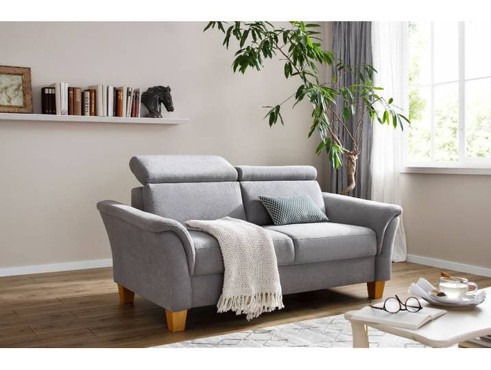 2,5-Sitzer GOODPRODUCT Conville , grau, B:181cm H:84cm T:93cm, 100% Polyester, Sofas, 2 5-Sitzer, inkl. Kopfteilverstellung