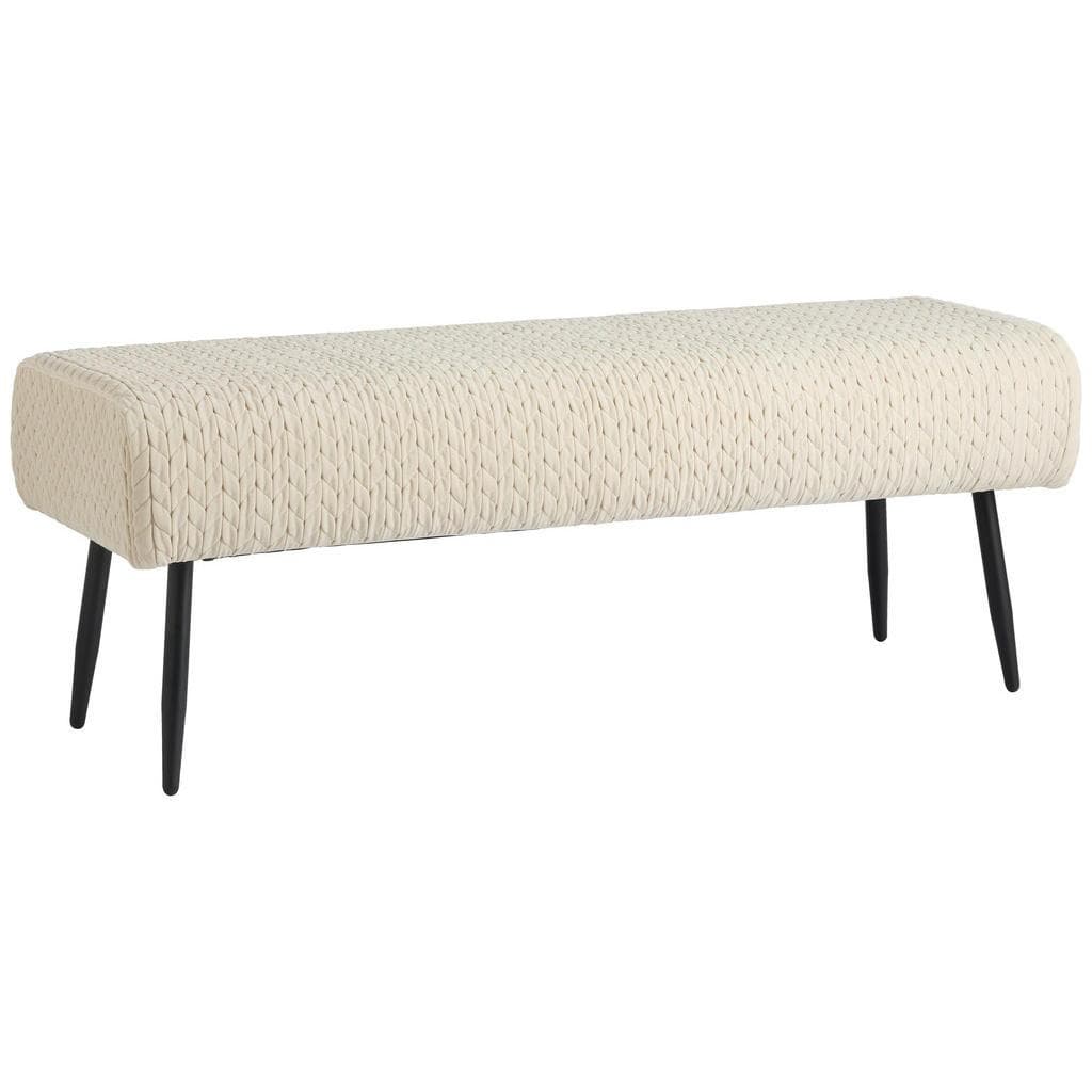 Mid.you Hockerbank, Beige, Metall, Textil, 2-Sitzer, 110x41x43 cm, Schlafzimmer, Bettbank