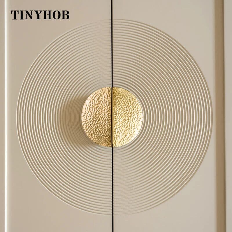 TINYHOB DIY Semi-Circular Shape Solid Brass Knob Furniture Handles Sector Drawer Pulls Kitchen Cabinet Gold Hammer Knobs and Handles