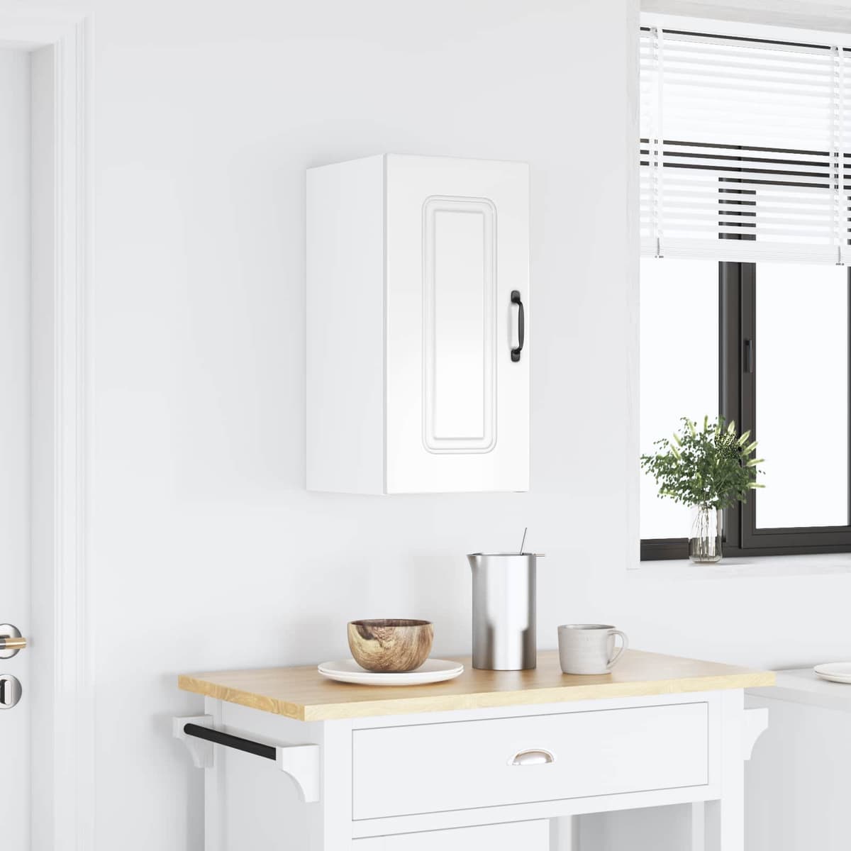 vidaXL Armoire murale de cuisine Kalmar blanc brillant bois ingénierie