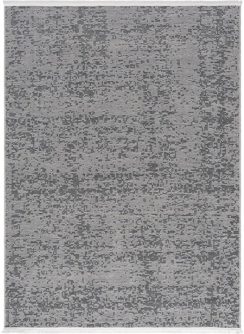 Ruglenza Home Ruglenza Modern Woven Rug - Washable Soft Touch Carpet, Non Slip Base, Easy Clean Wool Blend Texture, Decorative Area Rug for Living Room & Bedroom Light Grey/Navy 160 x 230 cm