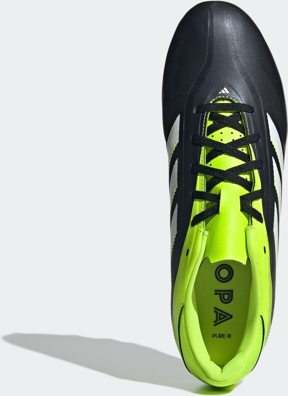 Fussballschuh ADIDAS PERFORMANCE "COPA PURE 3 CLUB FIRM/MULTI-GROUND", Gr. 44, weiss (core schwarz, cloud weiß, lucid lemon), Synthetik, Schuhe Fussballschuh, geeignet für Rasen- und Kunstrasenplätze core schwarz, cloud weiß, lucid lemon 44