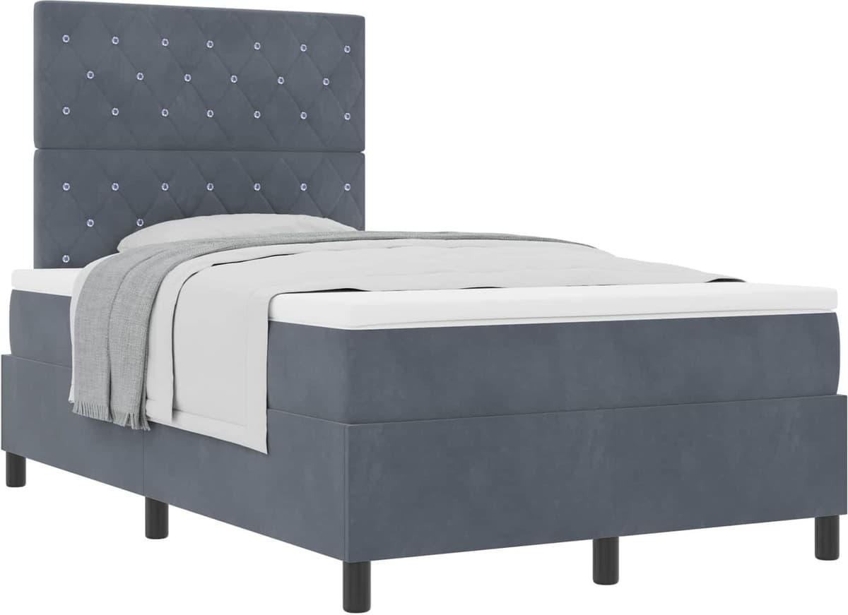 vidaXL Lit à ressorts avec matelas Gris foncé 120 x 190 cm Velours