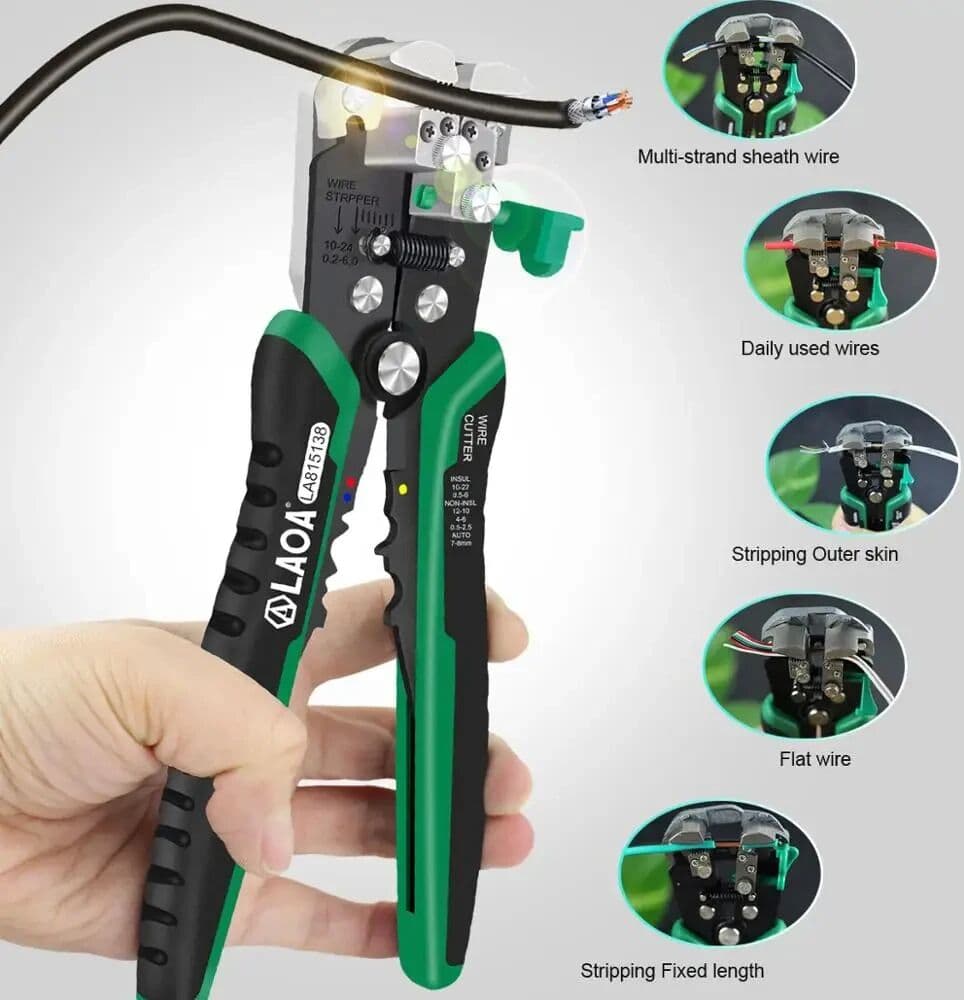 LAOA Automatic Wire Stripper with Built-in Springs  Type Electrician Cable Cutting Tool Crimping