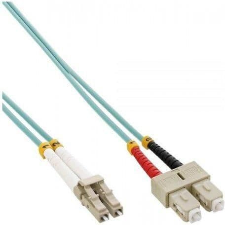 Mercodan LC-SC OM3 Duplex Fibre Patch Cable 15m - Aqua
