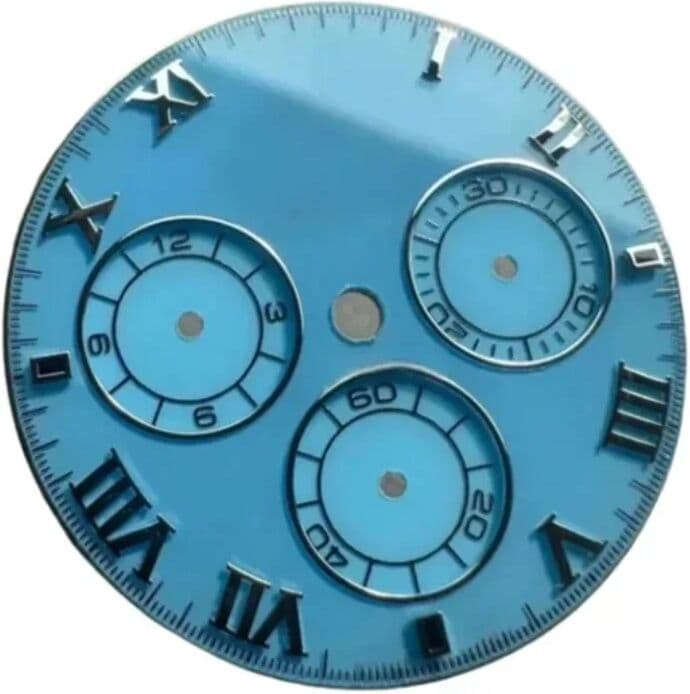 NONE Blue Turquoise Roman Digital Watch Dial Fit Dtona 4130 Movement Mount