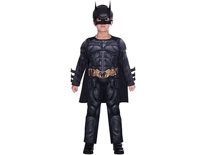 amscan - Kinderkostuum Batman uit The Dark Knight Rises, overall met gevoerde borst, cape, masker, superhelden, themafeest, carnaval