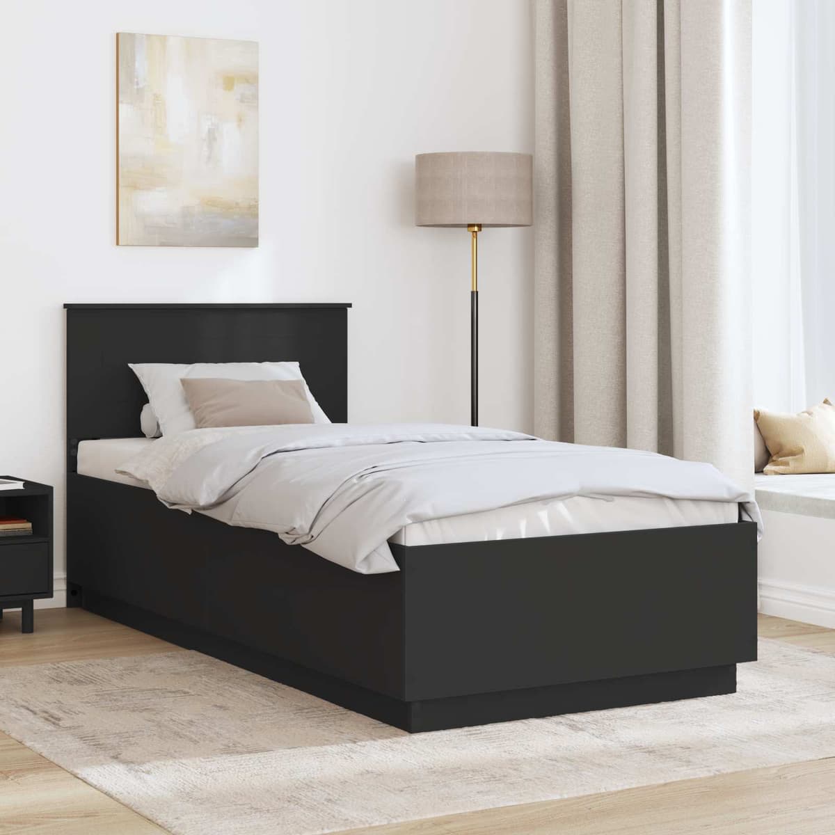 vidaXL Cadre de lit Noir 100 x 200 cm Bois d'ingénierie