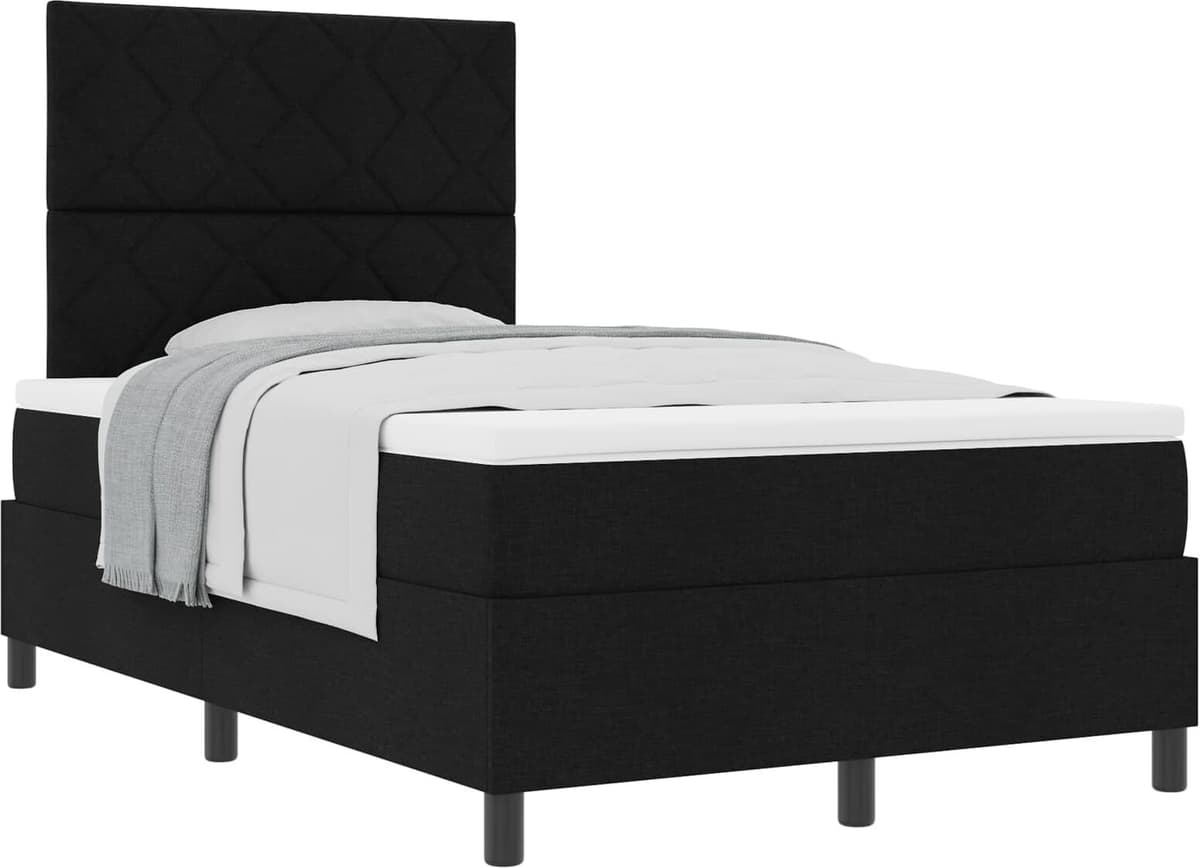 vidaXL Lit à ressorts avec coussin Noir 120 x 200 cm tissu