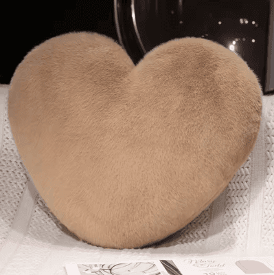 Uplift Curations HeartFur Nordic Heart Shaped Cushion Soft Solid Color Throw Pillow For Sofa & Bed khaki 19.69 23.62 Inches