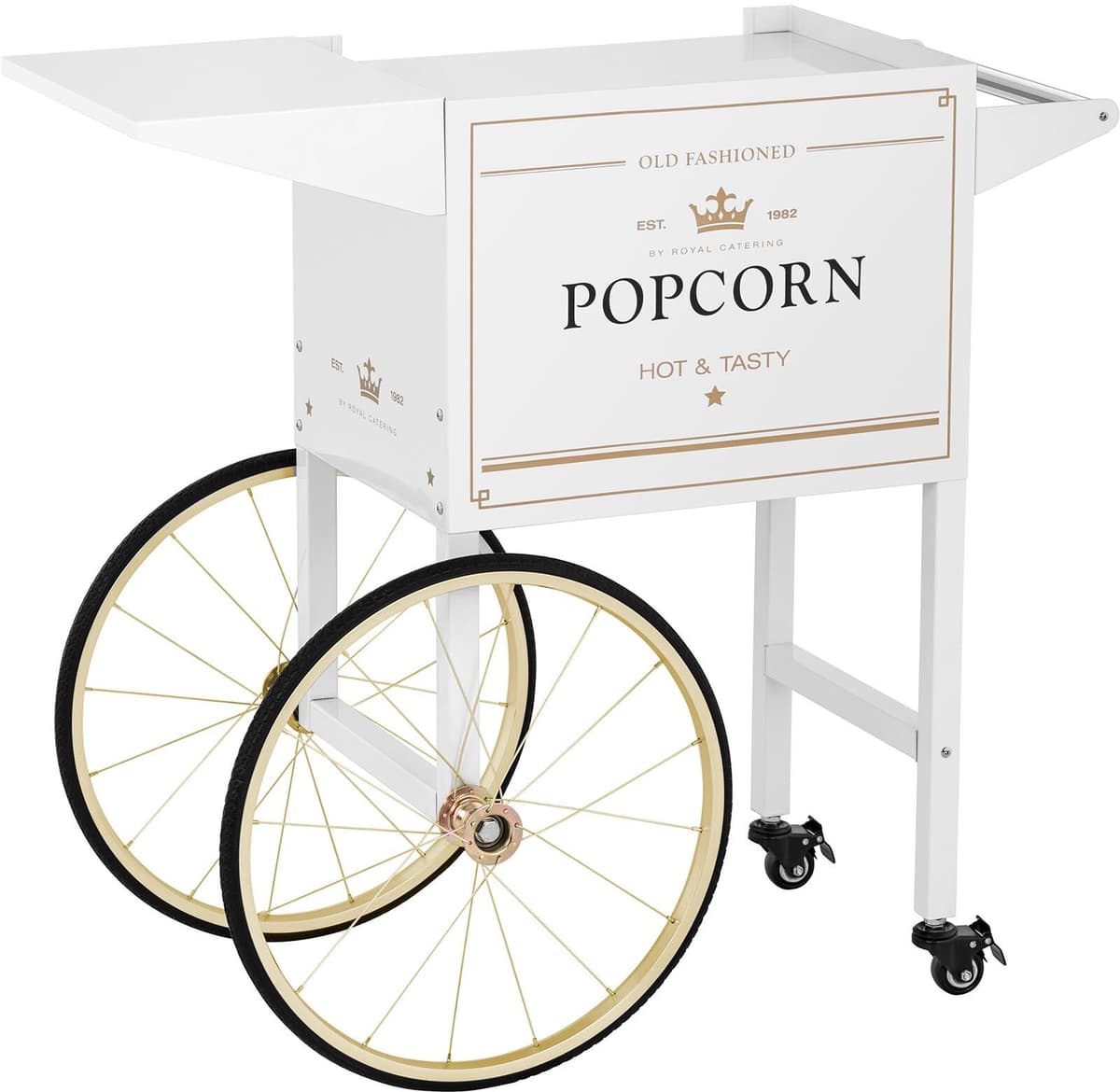 Royal Catering Cărucior Mașină de Popcorn - alb și auriu RCPT-WGWG-1